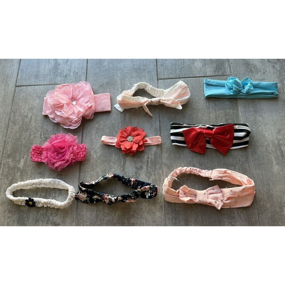 Infant Baby Newborn Toddler Girls Headbands Lot of 9 Multi Colors Flowers CUTE